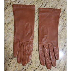 Vintage Size S 6.5 Caramel Brown Soft Leather Lined Formal 10" Gloves